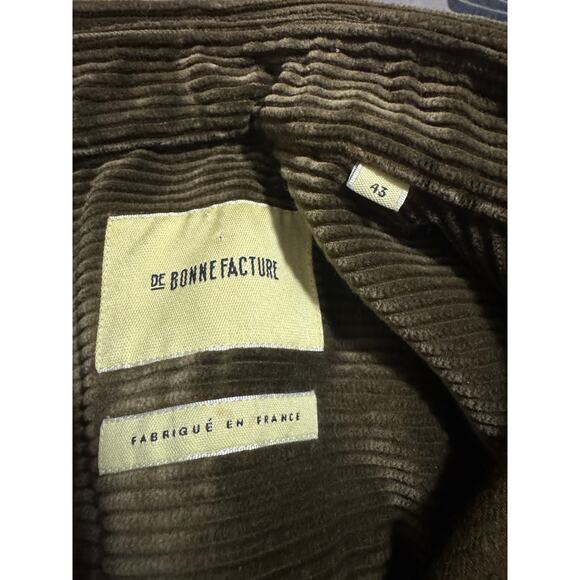 De Bonne Facture Corduroy Shacket – Made in France – 100% Cotton – Olive Green - Picture 5 of 7